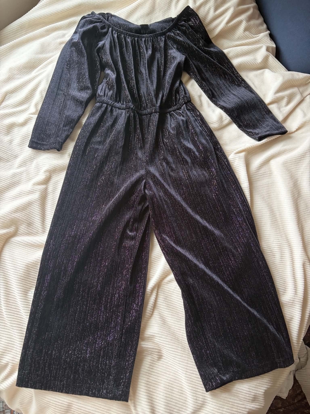 Old Navy Metallic Black Wide-Leg Off-Shoulder Jumpsuit